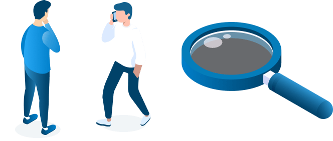 虫眼鏡と人物のイラスト